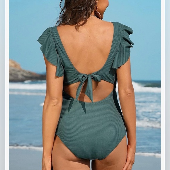 NWT - Ruffle Maternity One-Piece Swimsuit - Picture 3 of 7